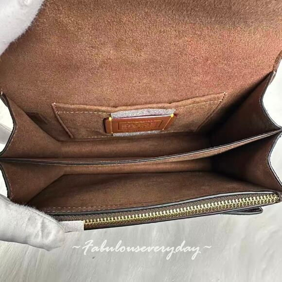 Coach Mini Klare Crossbody Bag In Crocodile-embossed Suede/Gold/Maple CCE09 NWT - Picture 7 of 8